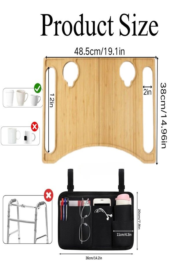 bangminda Walker Tray for Folding Walker19*15in, Mobility Table Tray with Cup Holder & Wheelchair Side Bag（14.2 * 17.9in） Fits Most Standard Folding Walkers for Elderly - Image 2