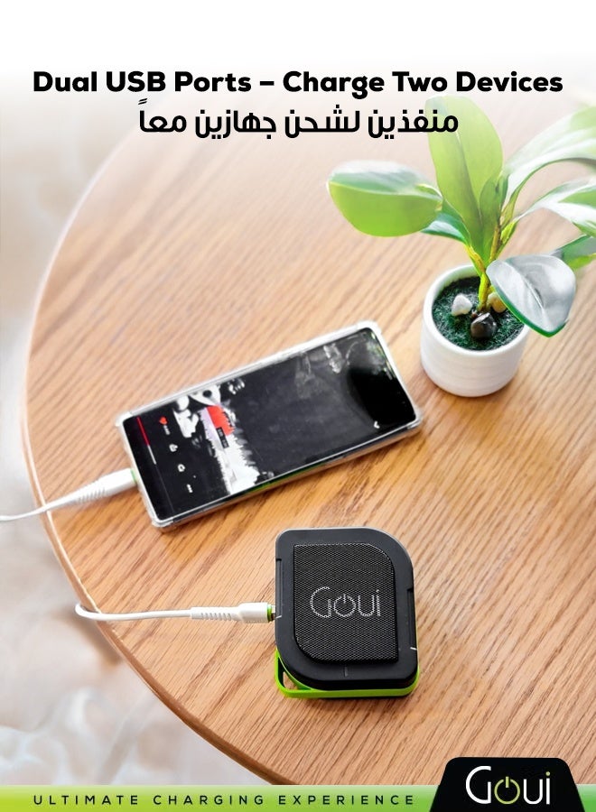 جوي باوربانك بيوني بسعة 5200 ملي أمبير مع مكبر صوت بلوتوث وشاحن جداري – حل طاقة متعدد الوظائف 3 في 1، شاحن جداري عالمي متعدد المقابس مثالي للسفر و الشحن المتزامن، بتصميم مدمج ومحمول. أسود/أخضر - Image 5