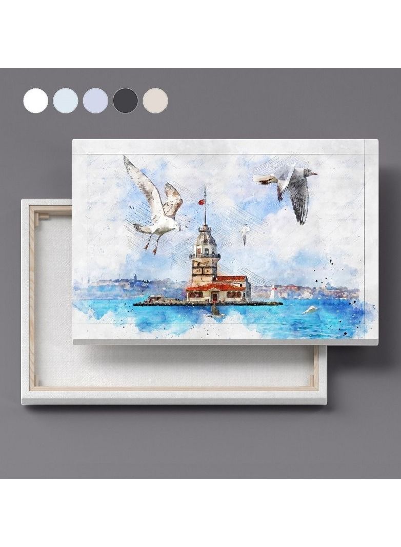 Home Gallery Canvas Wall Art, Abstract Framed Portrait of Kiz Kulesi in the Bosphorus in Istanbul - Image 2