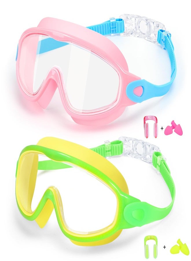 EverSport Goggles for Kids 6-14, 2 Pack Swimming Goggles, Clear Vision Anti-fog Pool Swim Goggles with Nose Cover Wide View Water Swim Mask for kids Toddler Girls Boys Teens age 4-7 8-14 8-12 3-5 3-6 - Image 1