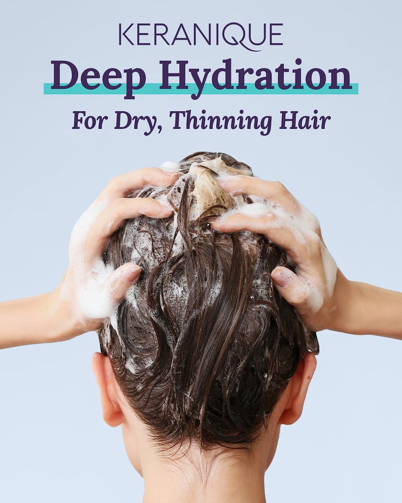 Keranique Hydrating Shampoo and Conditioner Set - Deep Hydration Hair Shampoo and Conditioner for Repairing Natural Moisture with Keratin - Sulfate-Free Intense Hydrator for Dry, Thin, Damaged Hair - Image 2