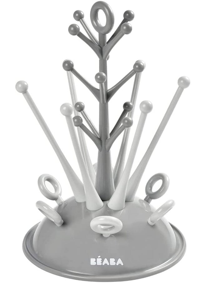 BEABA Dish Drainer For Baby Bottles Allows You To Dry 6 Baby Bottles And Bottle Accessories Removable Drip Water Drip Tray Practical And Well Thought Out Grey  - Image 1