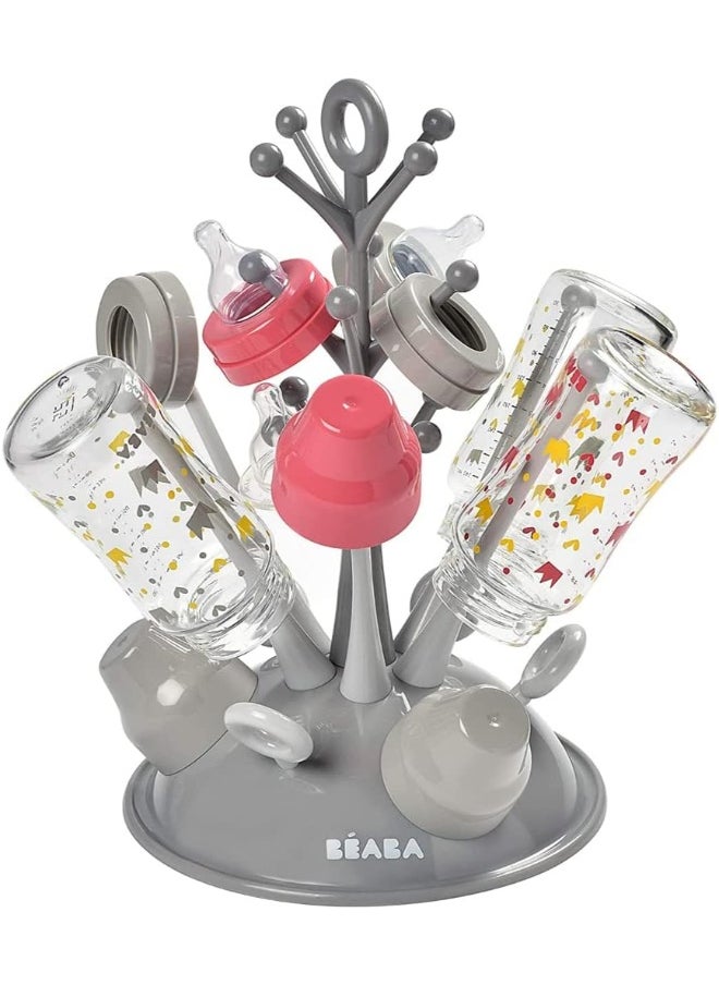 BEABA Dish Drainer For Baby Bottles Allows You To Dry 6 Baby Bottles And Bottle Accessories Removable Drip Water Drip Tray Practical And Well Thought Out Grey  - Image 2