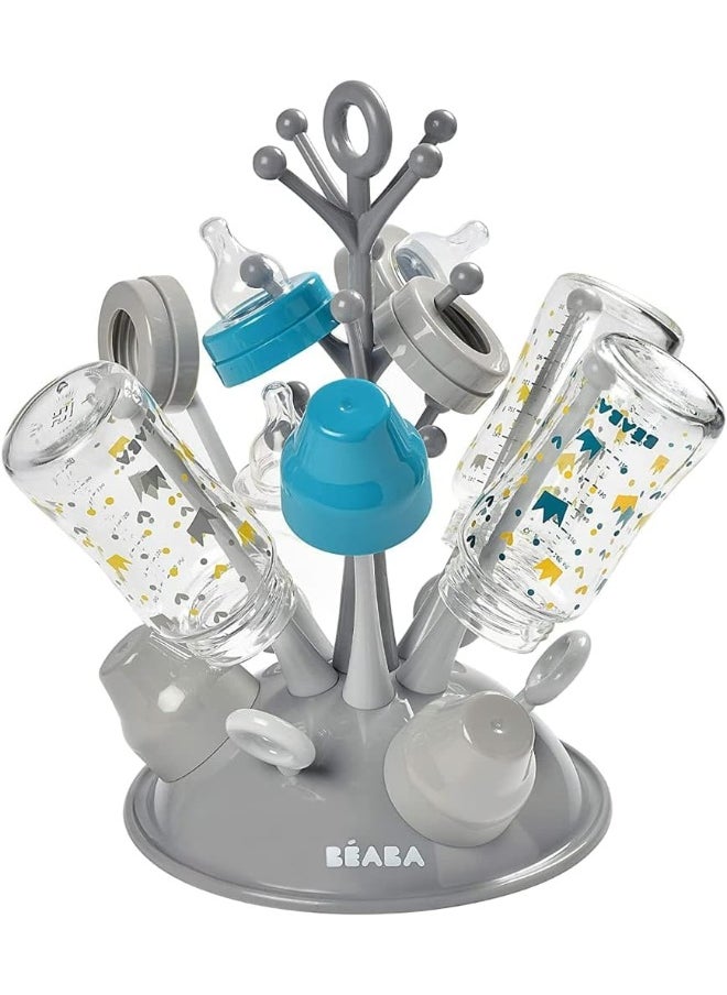 BEABA Dish Drainer For Baby Bottles Allows You To Dry 6 Baby Bottles And Bottle Accessories Removable Drip Water Drip Tray Practical And Well Thought Out Grey  - Image 3