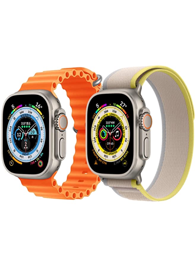 IAF Silicone Ocean Band Strap Orange Trail Loop strap Yellow/Beige Set of 2 for Apple Watch Ultra 8 49mm