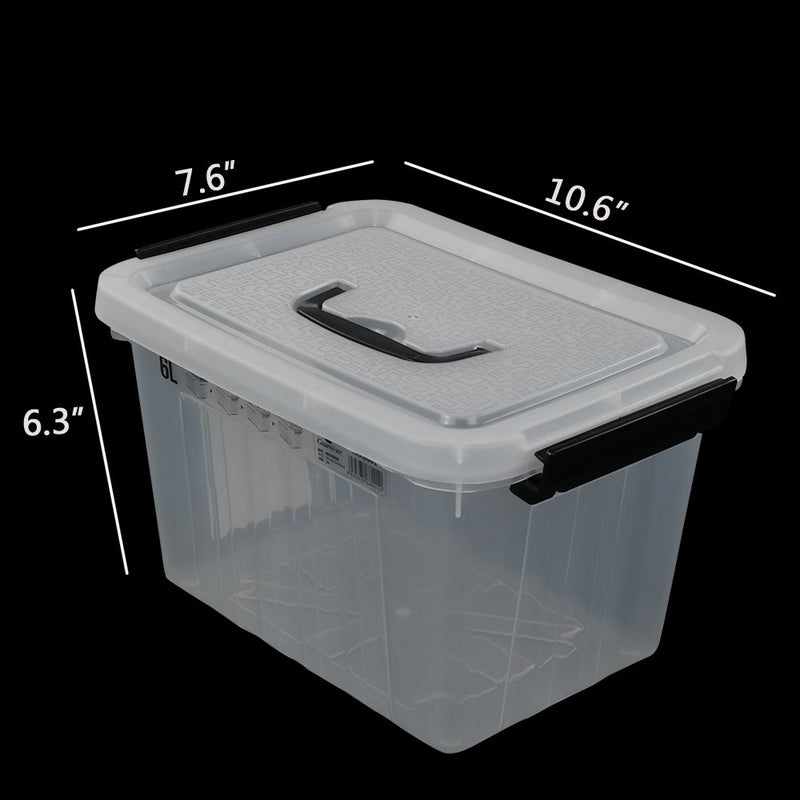 Ggbin 6 Quart Clear Latch Storage Box with Black Handle and Latches - 4 Pack - Image 2