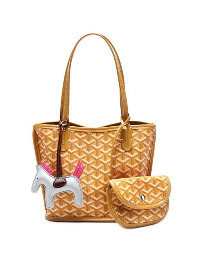 Women's Fashion Versatile Travel Bag Handbag Small Commuter Shopping Bag Tote Bag Paired with Small Bag Pony Pendant Random Color 22cm * 21cm * 12cm - Image 2