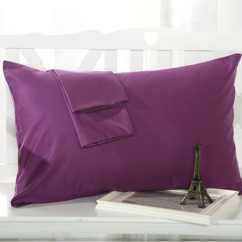 Cotton Pillowcase Simple Solid Color Single Cold purple