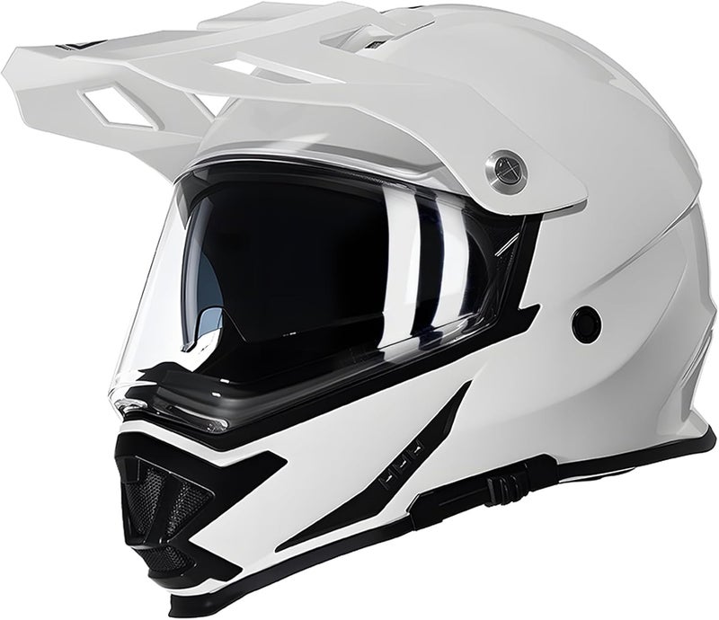 triangle Motorcycle Helmets Dirt Bike ATV Dual Sports Full Face Helmet for Adults with Tinted Sunshield DOT Approved - Image 1