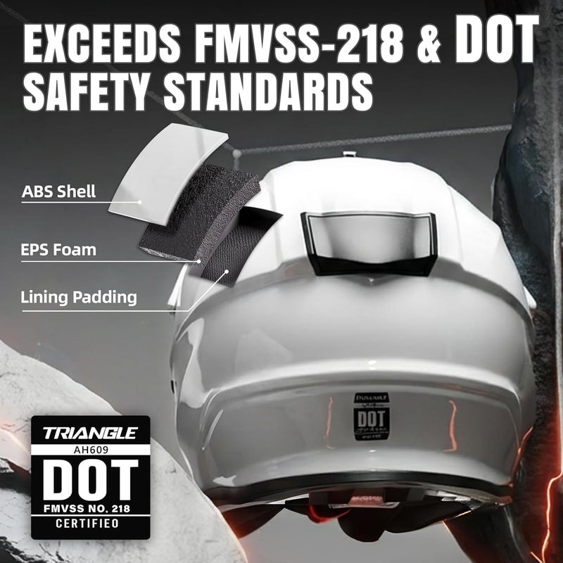 triangle Motorcycle Helmets Dirt Bike ATV Dual Sports Full Face Helmet for Adults with Tinted Sunshield DOT Approved - Image 2