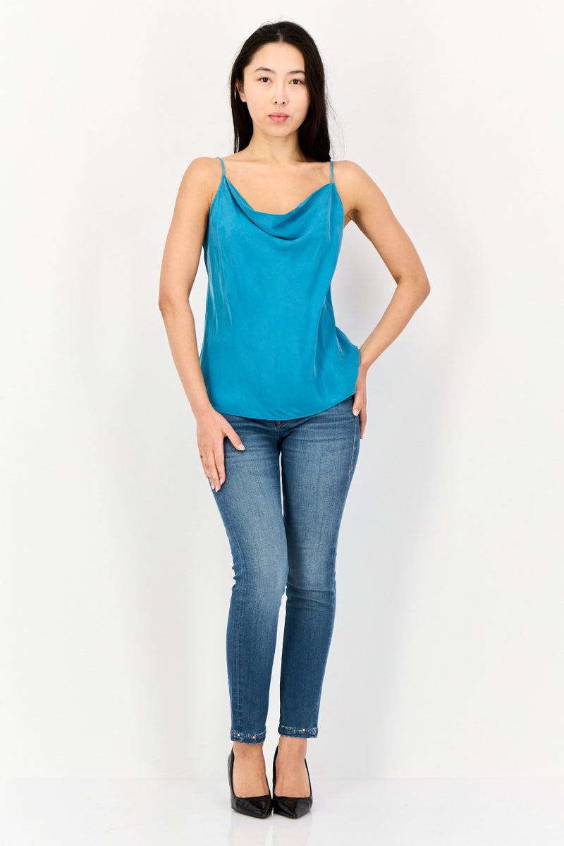 SALSA بلوزة نسائية بدون أكمام بتصميم عنق دائري، تركواز - Image 4