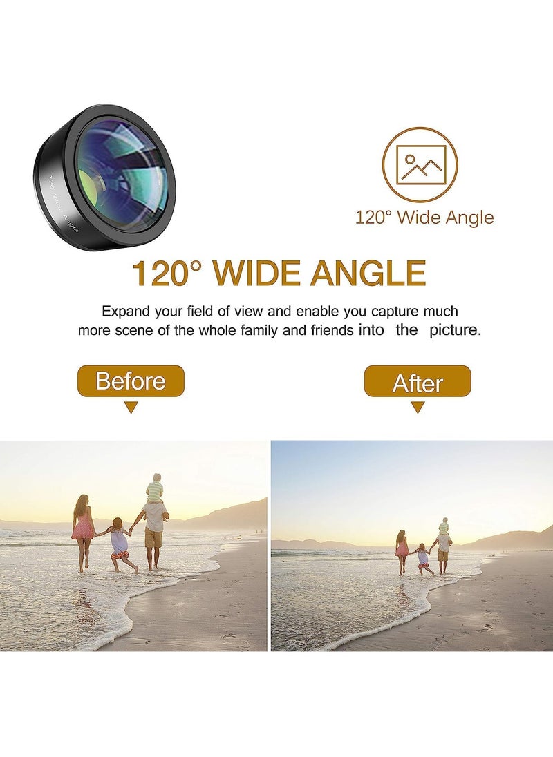 Generic - Phone Camera Lens,Upgraded 3 in 1 Phone Lens Kit-198° Fisheye Lens + Macro Lens + 120° Wide Angle Lens,Clip on Cell Phone Lens Kit Compatible with iPhone Samsung Android Smartphones - Image 1