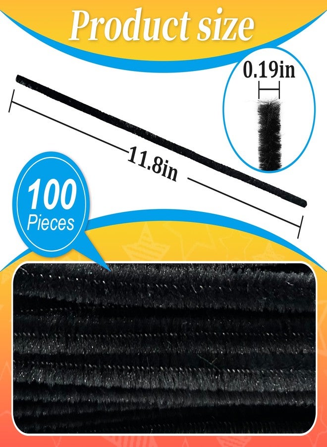 Yoblink 100PCS Black Pipe Cleaners,Pipe Cleaners Craft Bulk,Black Pipe Cleaner for Hair - Image 2