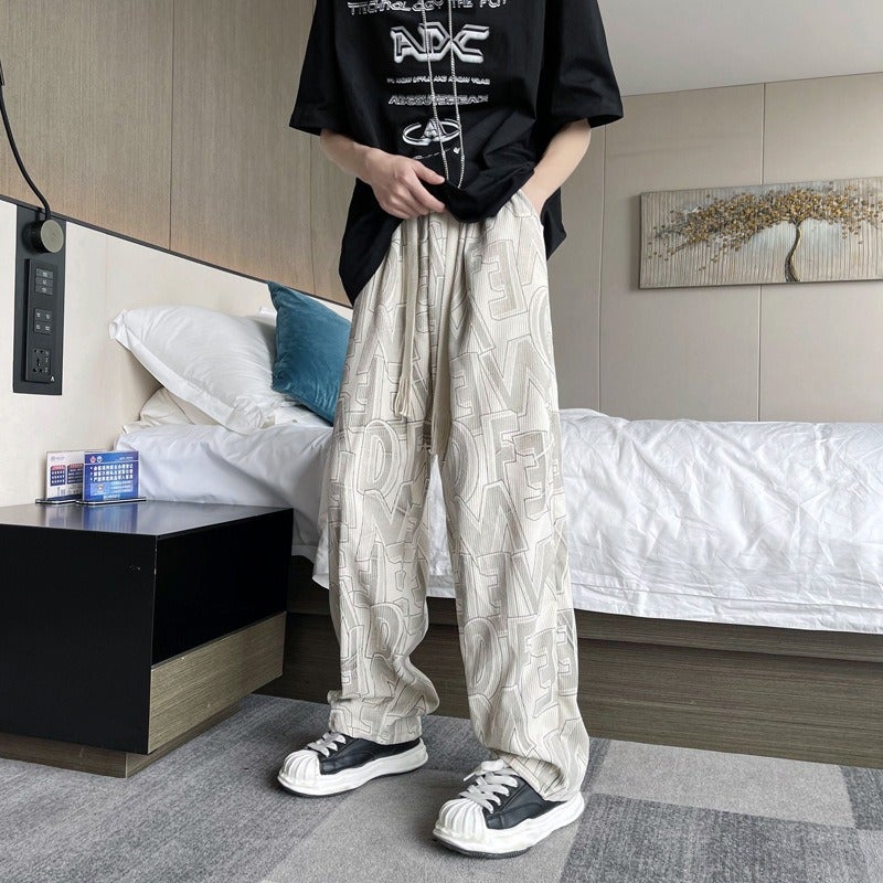 Mens Casual Pants Hip Harajuku Style khaki (fleece-lined)  - Image 4