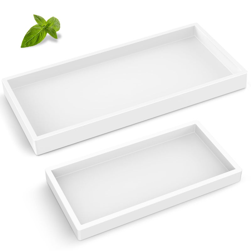 EG-SIPRO Bathroom Counter TrayEGSIPRO HighGrade Thickened Silicone Bathroom Vanity TrayShatterproof Durable Rectangle Bathroom Soap Dispenser Tray for Bathroom CountertopWhiteSmallLarge EGTRAY - Image 2