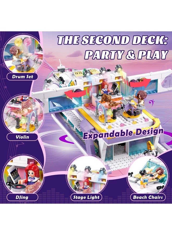 Sluban Friends Pink Yacht for Girls 8-12, Cruise Ship Building Toys With 8 Minifigures & 2 Boats, Compatible With Lego Friends Ship, Gifts for Kids Ages 8+, 1108 PCS - Image 4