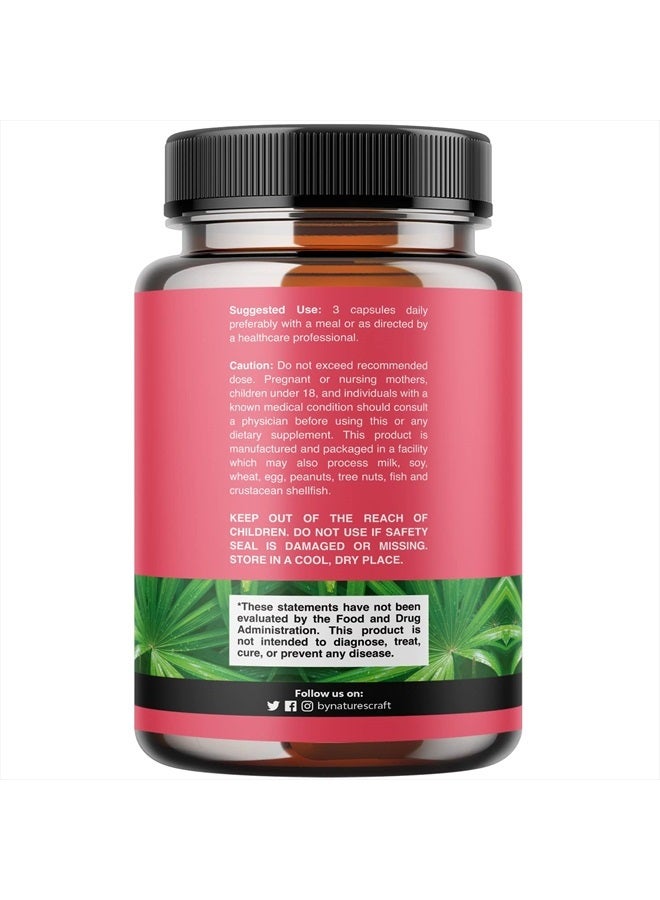 Natures Craft Extra Strength Saw Palmetto for Women - DHT Blocker Thickening Hair Vitamins for Hair Loss for Women - 500mg Pure Saw Palmetto Capsules with Maca Root & Biotin for Stronger Thicker Faster Hair Growth - Image 2