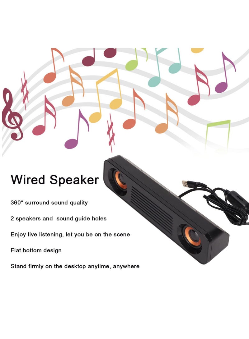 SYOSI Wired Soundbar, TV Sound Bar with Subwoofer, USB HiFi 360 Degree Stereo Desktop Speaker, Home Theater Surround Sound System Speaker, for TV Gaming Projector - Image 3