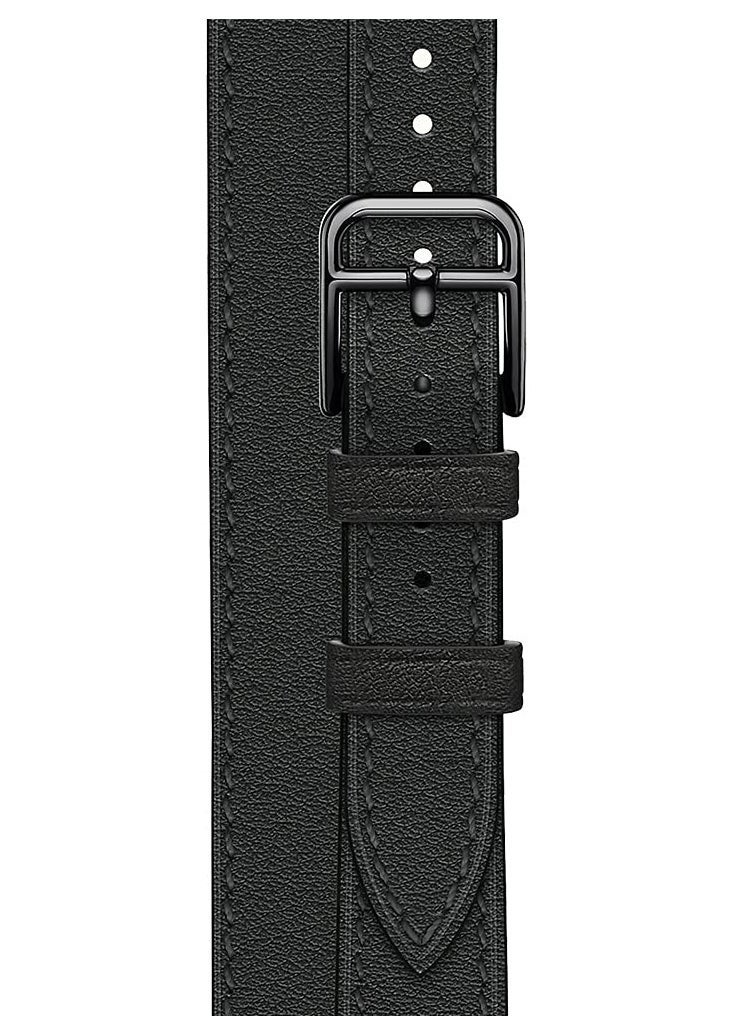 Leather Women Double Tour Slim Wristband, Compatible with Apple Watch Band 38/40/41mm 42/44/45mm for iWatch SE Series 7/6/5/4/3, Black  - Image 4