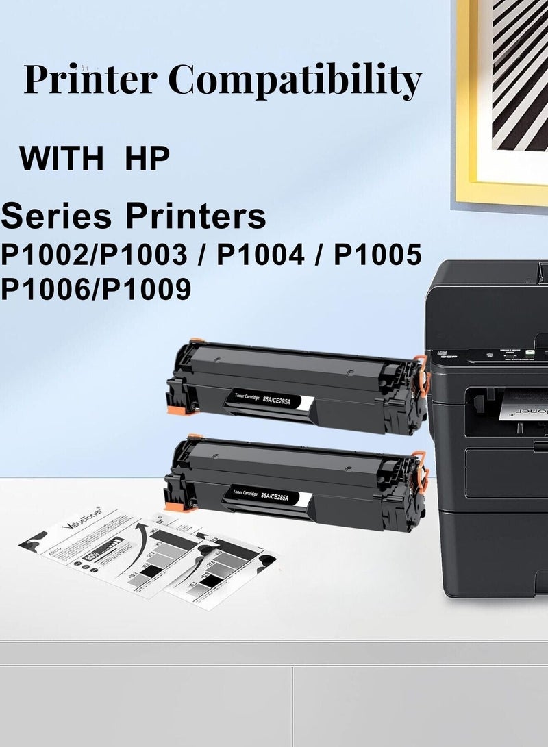 أف كيو خرطوشتين حبر 85A CE285A ورزمة ورق روكو 500 ورقة متوافقه مع طابعة اتش بي ليزر جيت P1006 P1102 P1102W P1109w MFP M1212nf M1217nfw كانون ايميجكلاس LBP6000 LBP6030W MF3010 (اللون اسود) - Image 3