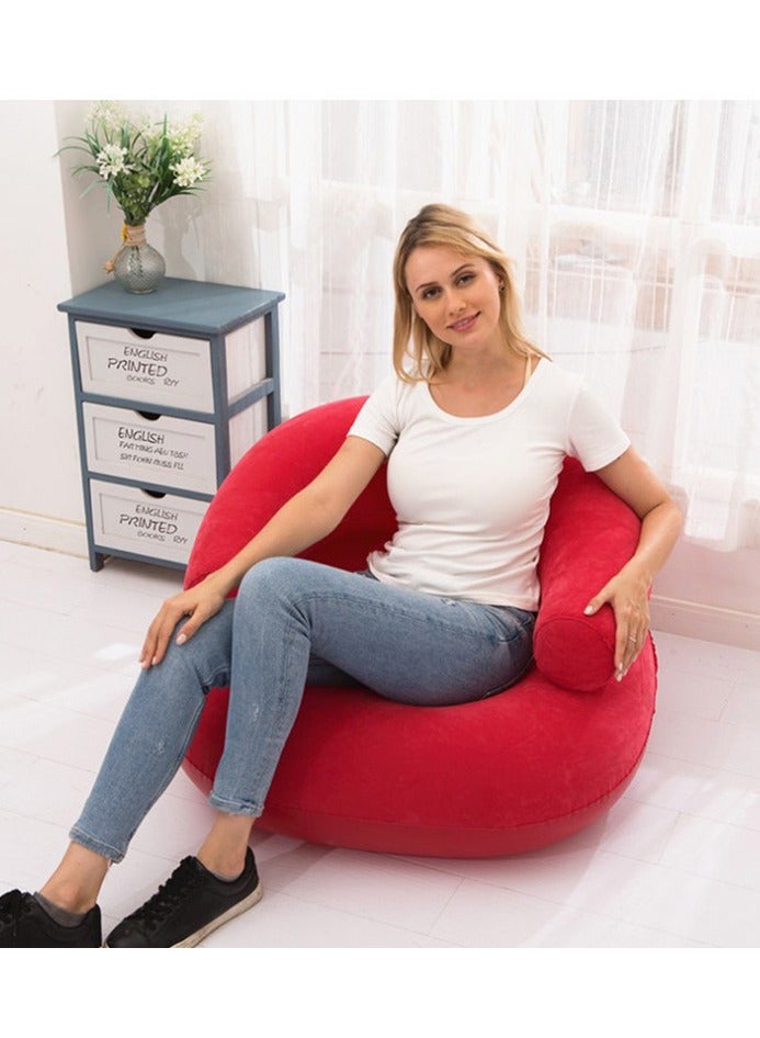 Generic Leisure inflatable sofa, U-shaped design, flocking with armrests and backrests, portable single-person inflatable chair, pvc，73*52cm  - Image 2