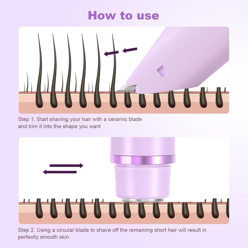 Purple 2-in-1 Electric Female Shaver Private Care - Image 2