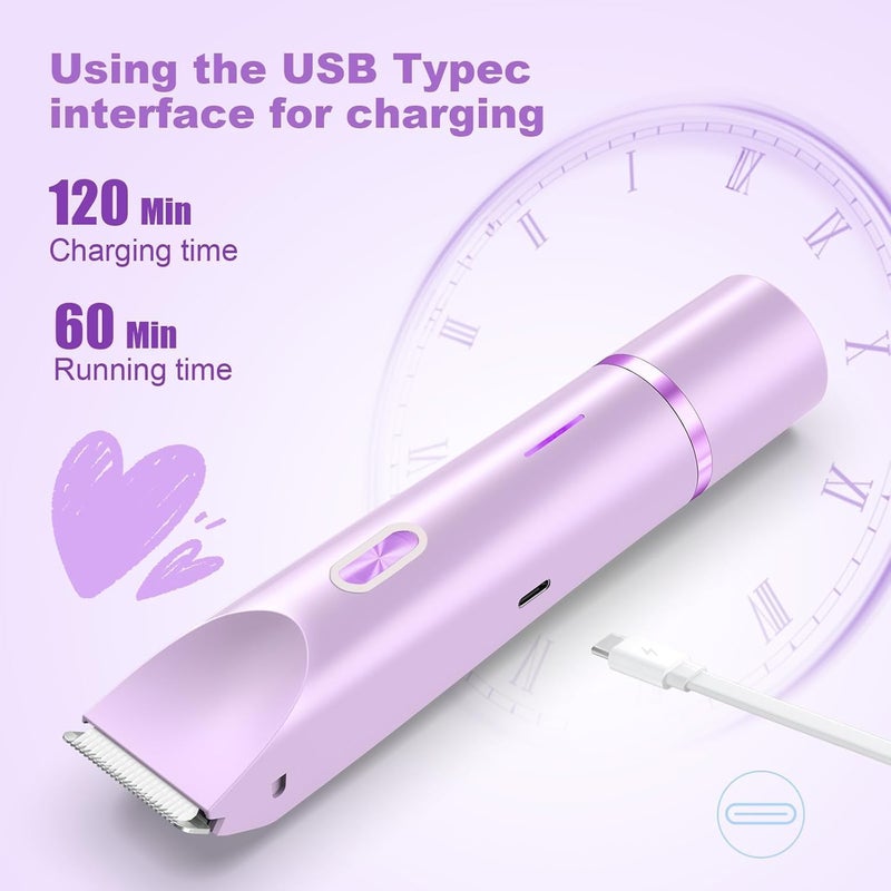 Purple 2-in-1 Electric Female Shaver Private Care - Image 3