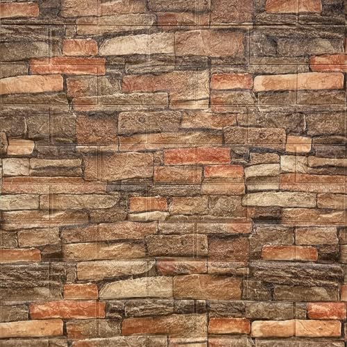 Barebeauty Wall Stickers Wallpaper PE Foam Brick Design DIY Decal (70 x 77 cm) 3D Frames PVC DIY Self Adhesive (Pack of 10) - Image 1