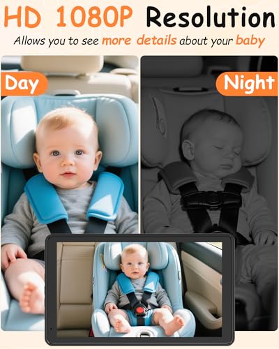 Rohent Baby Car Camera 7.2-Inch Monitor: 1080P HD Rear Facing Infant Backseat Camera with Night Vision 360° Rotation Wide Angle USB Plug & Play Anti-Glare Screen for Safe Driving F25 - Image 3