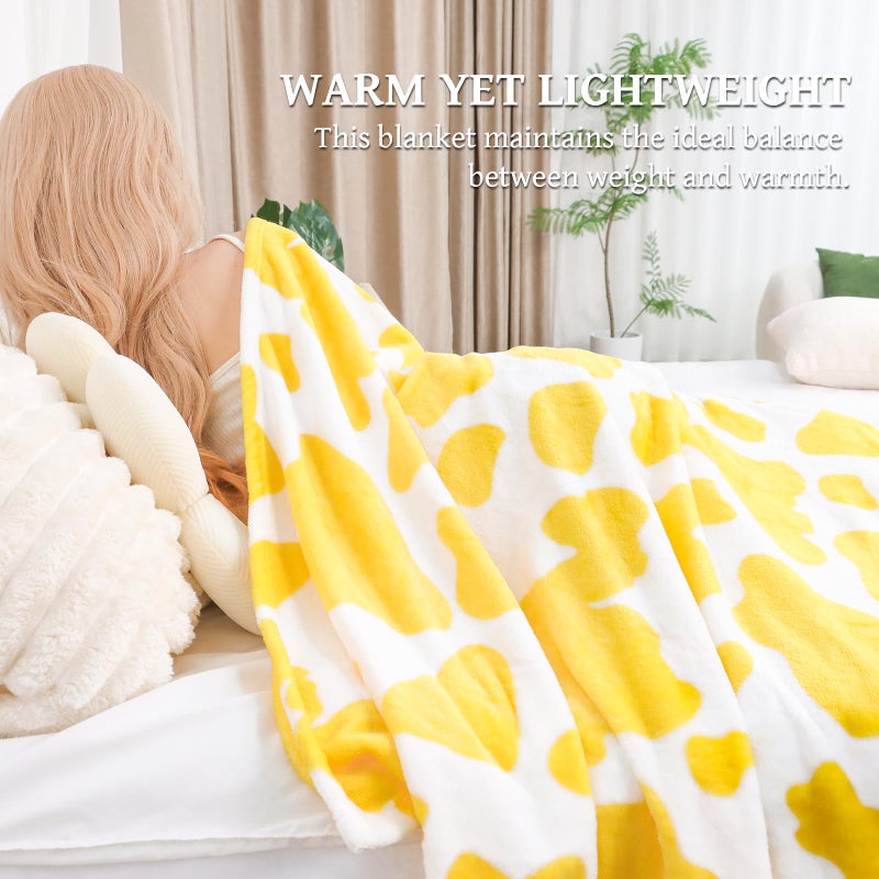 SEEGU Fleece Twin Blanket for Bed Yellow Throw Blanket Cozy Fuzzy Bed Blanket Lightweight Soft Blanket for Couch Home Decor Bedroom 60x80inch - Image 5