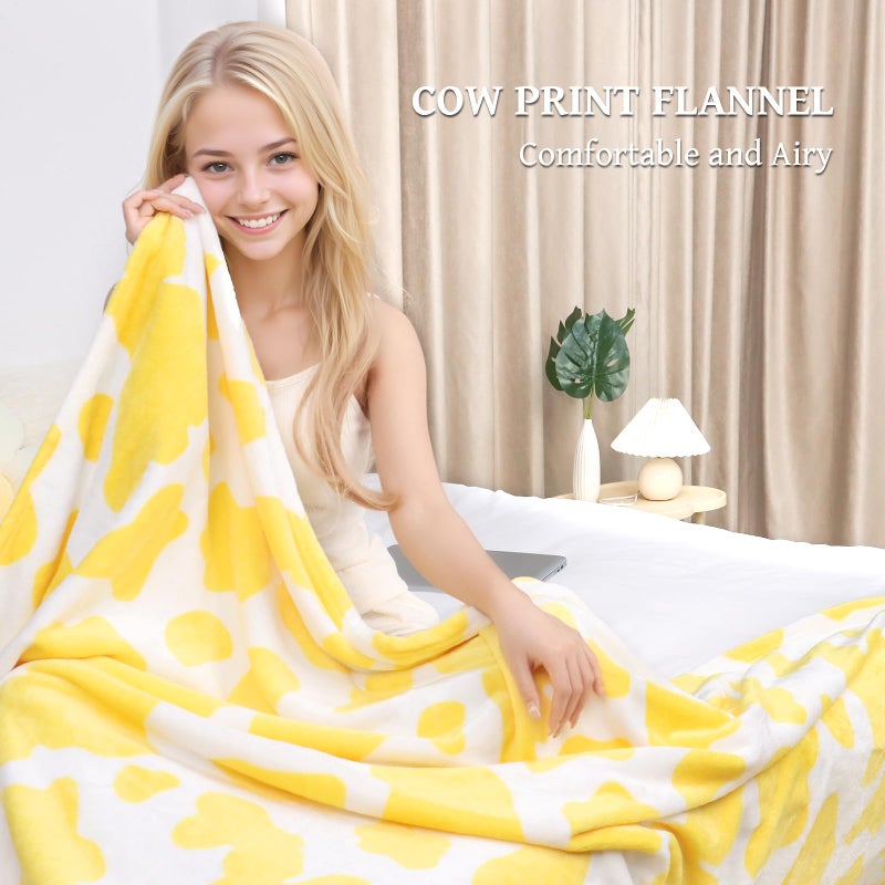 SEEGU Fleece Twin Blanket for Bed Yellow Throw Blanket Cozy Fuzzy Bed Blanket Lightweight Soft Blanket for Couch Home Decor Bedroom 60x80inch - Image 4