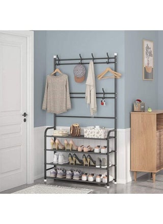A hanger, a clothes stand, and a 4 layer shoe rack organizer Black - pzsku/Z0541CB47CC585D505658Z/45/_/1692455624/ecc49728-77f8-4fa8-8c03-e42d64ef4f91