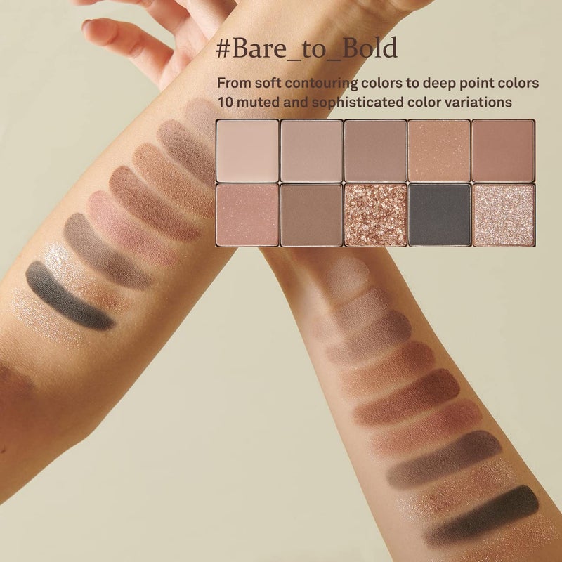 HINCE New Depth Eyeshadow Palette #The Narrative - 10 Colors Eyeshadow Palette, Ash Brown & Muted Gray, Highly-Pigmented, Nudes Warm Neutral Smoky Eye Makeup, Eye Primer, Matte, Shimmer, Glitters - Image 4