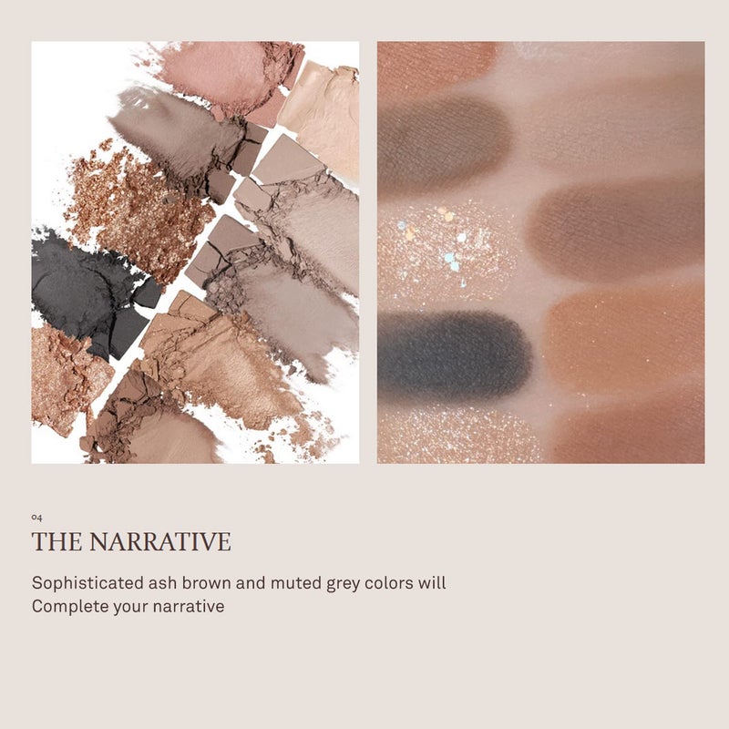 HINCE New Depth Eyeshadow Palette #The Narrative - 10 Colors Eyeshadow Palette, Ash Brown & Muted Gray, Highly-Pigmented, Nudes Warm Neutral Smoky Eye Makeup, Eye Primer, Matte, Shimmer, Glitters - Image 3