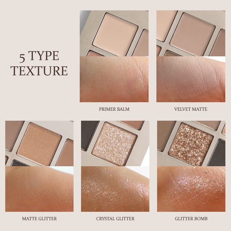 HINCE New Depth Eyeshadow Palette #The Narrative - 10 Colors Eyeshadow Palette, Ash Brown & Muted Gray, Highly-Pigmented, Nudes Warm Neutral Smoky Eye Makeup, Eye Primer, Matte, Shimmer, Glitters - Image 5