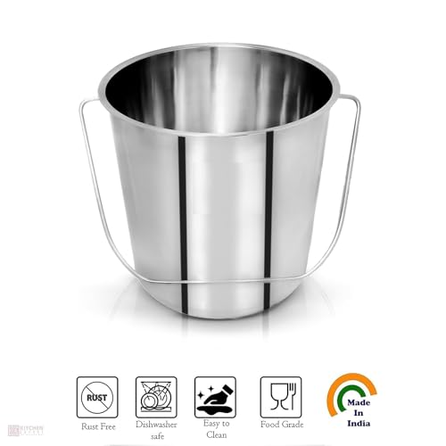 RJ kitchenware Store Stainless Steel Non Joint, Leak Proof Bucket, Silver, Balti (16 Litter) - Image 3