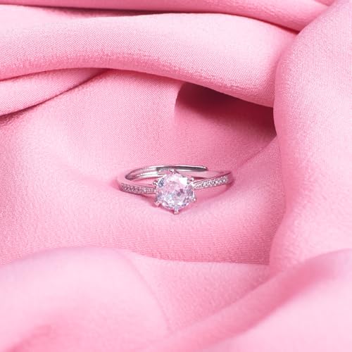 SALTY Anti Tarnish Luster Promise Finger Ring for Women | Adjustable Fancy Jewellery Design | Latest Fashion Accessories for Girls | Minimal Jewelry | Ideal for Gifting | Marriage, Birthday | Gift for Valentine Day - Image 5