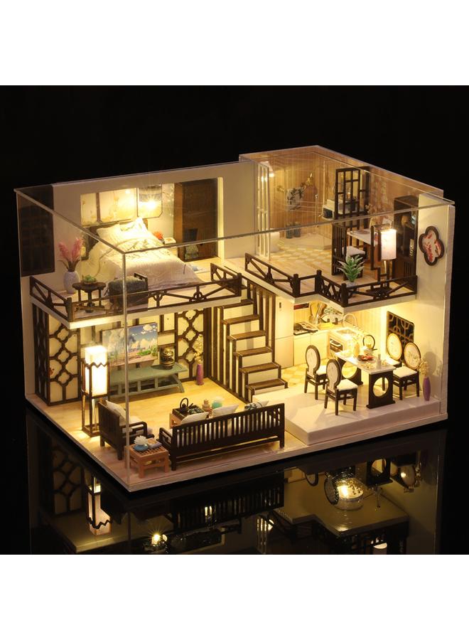 الأزرق جي دبليو DIY كوخ Yaxinju نموذج تجميع صيني بسيط ، هدية فيلا إبداعية هدية عيد ميلاد صديقة عيد الميلاد - Image 4