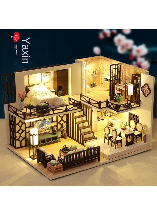 الأزرق جي دبليو DIY كوخ Yaxinju نموذج تجميع صيني بسيط ، هدية فيلا إبداعية هدية عيد ميلاد صديقة عيد الميلاد - Image 2