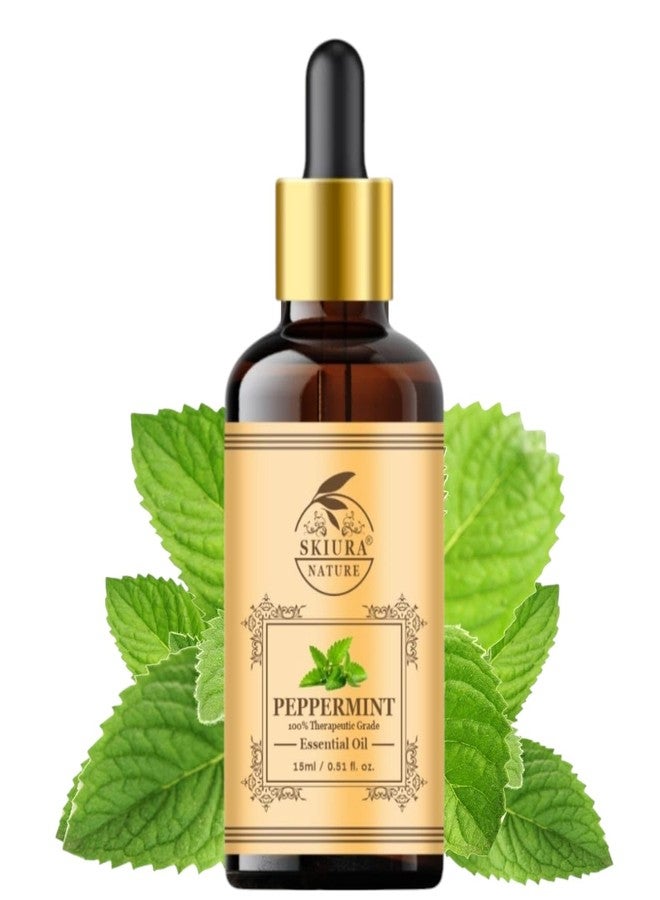 Skiura nature Peppermint Essential Oil, (15 ML) For Hair Growth, For Cold, For Ants & Insects - Image 1