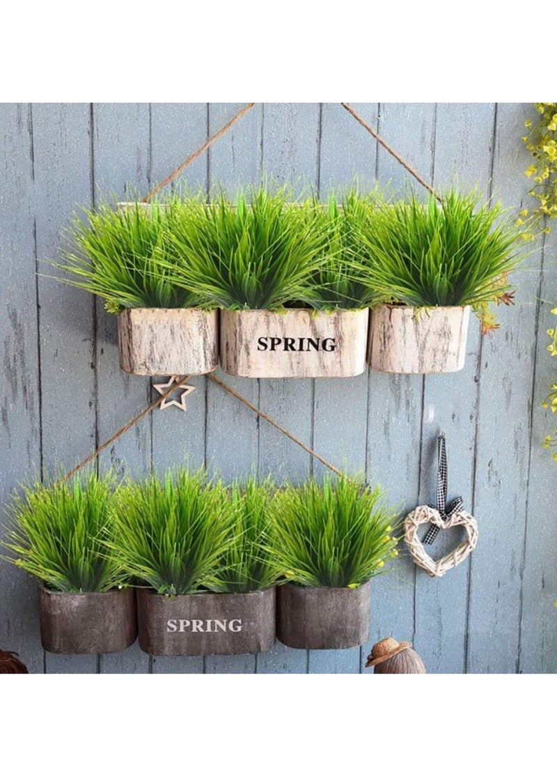 Barakah Artificial Plants Plastic Wheat Grass Greenery Shrubs UV Resistant Fake Outdoor Plants for Farmhouse Home Garden Wedding Indoor Outside Home Garden Decoration 6pcs Grasses - Image 2