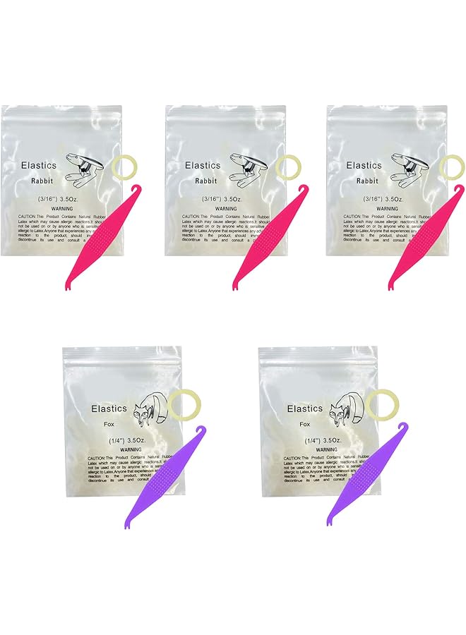 إيروريكس 3 16 و 1 4 بوصة أشرطة مطاطية تقويمية، عبوة من 500 شريط مطاطي متوسط الوزن 3.5 أونصة، ضفائر شعر لإصلاح فجوة الأسنان، عبوة من 5 أشرطة مرنة مجانية لتقويم الأسنان - Image 1