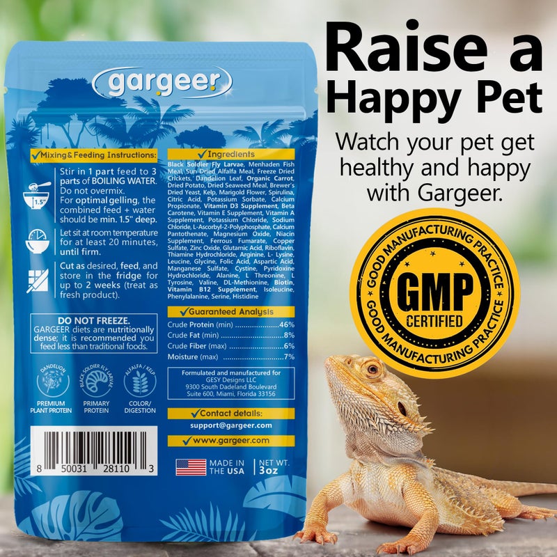 Gargeer 3oz Bearded Dragon Food. Complete Gel Diet for Both Juveniles and Adults. Proudly Made in The USA, Using Premium Ingredients, Fortified Gourmet Formula. Enjoy! - Image 2