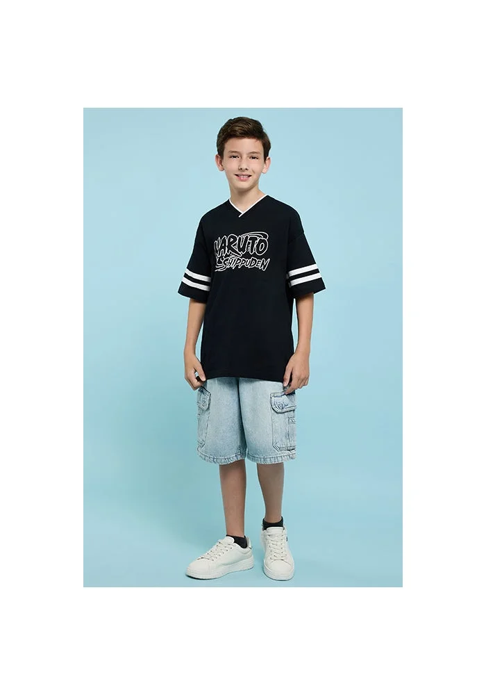 R&b Washed Denim Shorts with Button Closure