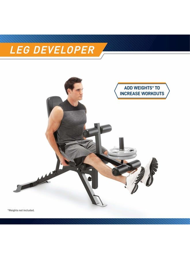 Marcy Adjustable 6 Position Utility Bench with Leg Developer and High Density Foam Padding SB-350,dark gray, One Size - Image 5