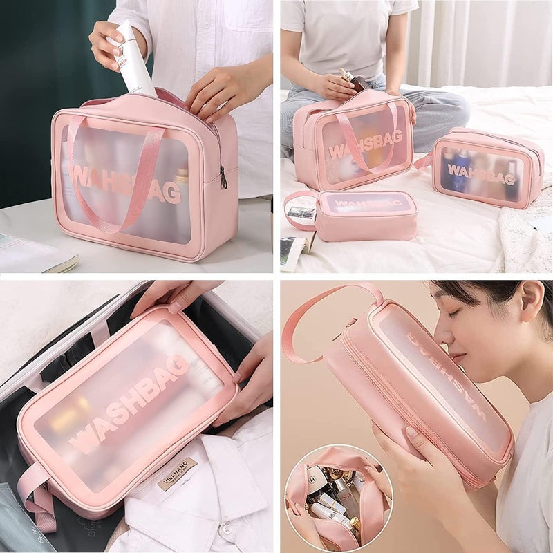 ZIPRON Travel Makeup Pouch Set Toiletry Bag Cosmetic Organizer Bag for Women and Girls Toiletry Storage Kit Set of 3 Washbag  Multi 10 Cms - Image 3