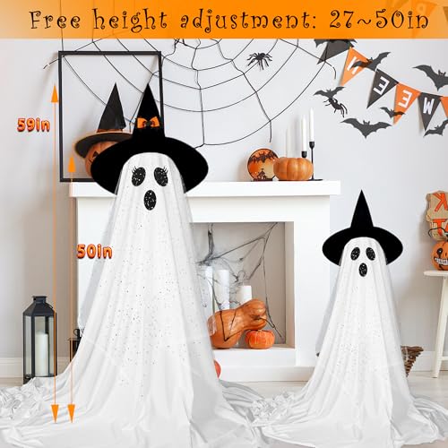 AYGXU 2Packs Halloween Decorations Outdoor,Halloweens Party Decoration Indoor,Spooky Ghost with Remote Control String Lights,Halloween-Ghost Lights for Porches Yards Gardens Lawn - Image 4