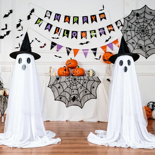AYGXU 2Packs Halloween Decorations Outdoor,Halloweens Party Decoration Indoor,Spooky Ghost with Remote Control String Lights,Halloween-Ghost Lights for Porches Yards Gardens Lawn - Image 5