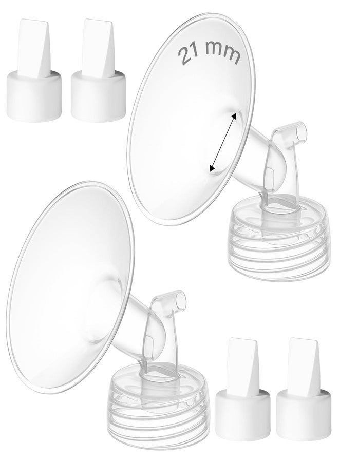GOTOCUT 4PCS 21mm Breast Pump Flanges, Duckbill Valves Compatible with Spectra S1/S2/9Plus/Synergy Gold, Motif Luna, Wide-Mouth Bottle Fit, Breast Pump Accessories - Image 1