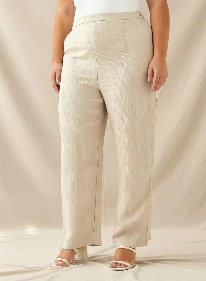Ulla Popken Ulla Popken Straight Fit Textured Pants